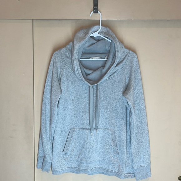 Athleta terricloth like interior heather grey cowl neck / hoodie size small - Picture 1 of 11